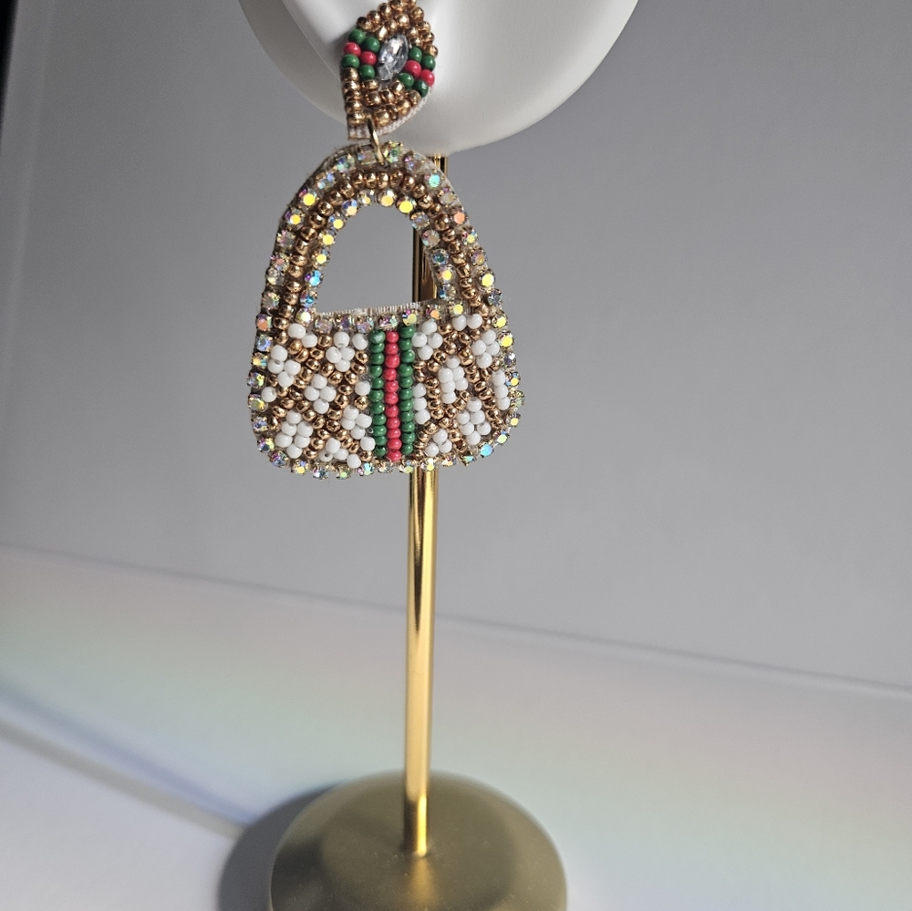 Seed beaded Statement Earrings - Picture 8 of 8